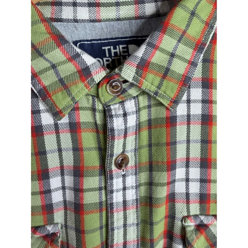 The North Face Men's Plaid Long Sleeve Button Down Shirt size XL Green/White